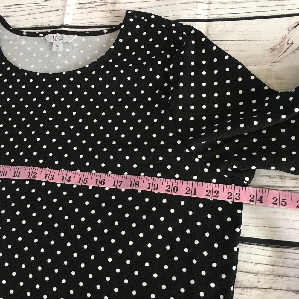 Croft & Barrow Womens Blouse Top Size‎ XXL Stretch 1/2 Bell Sleeve Polka Dot - Picture 9 of 10